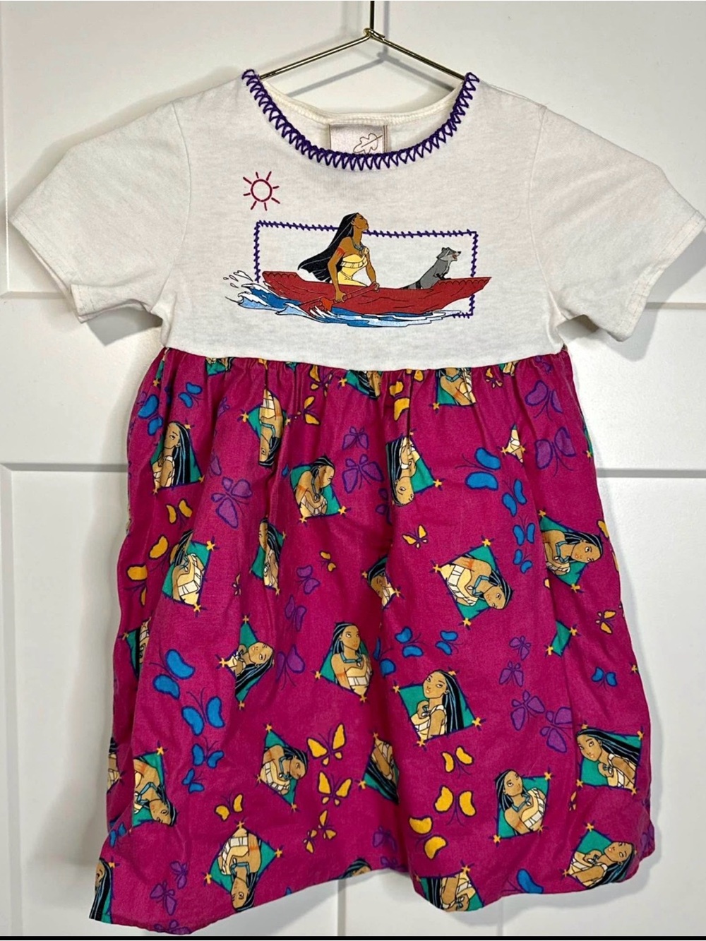 Disney Pocahontas Dress Size 6 Rare Butterfly Print Vintage 90s
